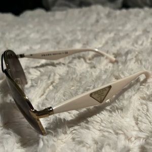 Prada Aviator White Triangle Logo Polarized Sunglasses